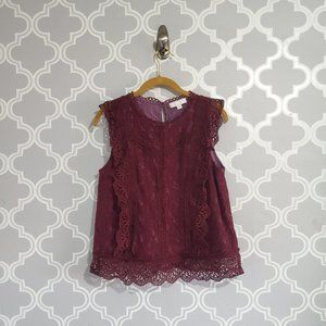 Anthropologie Eri + Ali  maroon Lace top